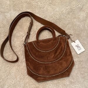 Hobo Caramel Suede Maggie Crossbody Purse